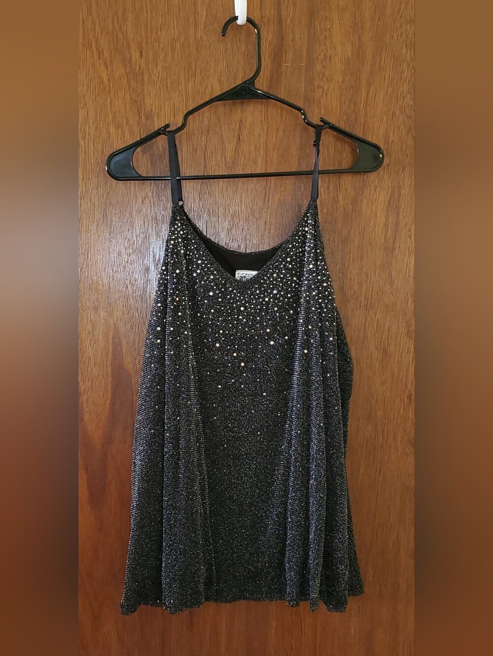 Vocal Black Sparkle Sequin Cami Tank Top Sz 2xl